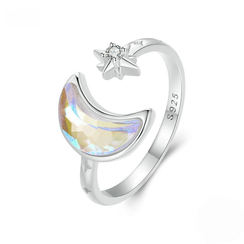 Bague ouverte Étoile et Lune – Portez votre fortune sous le ciel