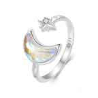 Bague ouverte Étoile et Lune – Portez votre fortune sous le ciel