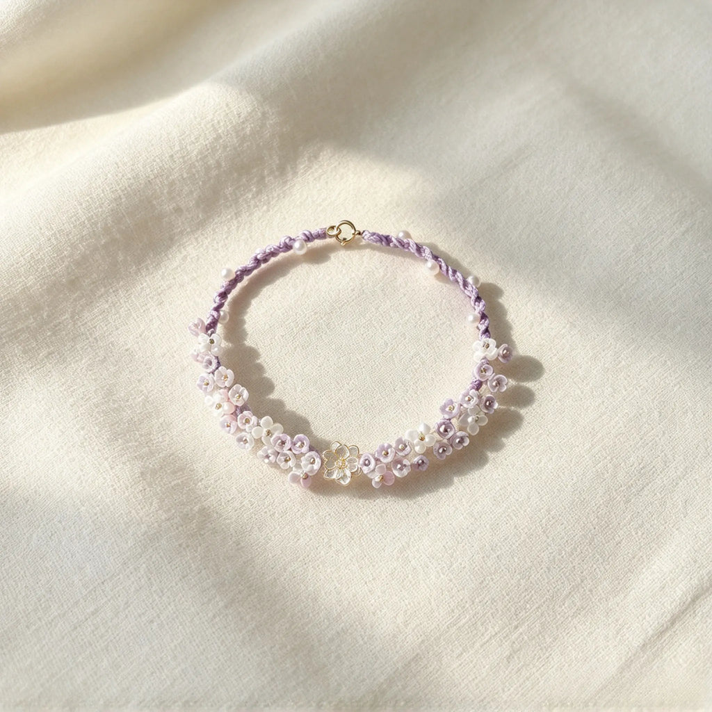 Iris Purple Lotus Woven Bracelet - Symbol of Purity & Serenity