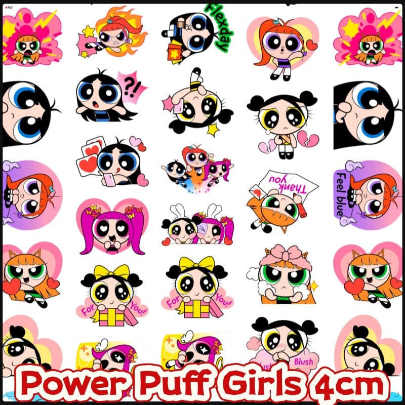 Power Puff Girls 4cm Acrylic Charms for DIY match game-open in live