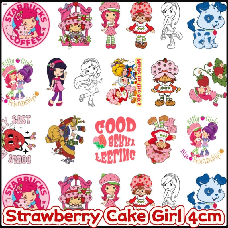 Strawberry Cake Girl 4cm Acrylic Charms for DIY match game-open in live