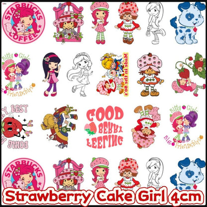 Strawberry Cake Girl 4cm Acrylic Charms for DIY match game-open in live