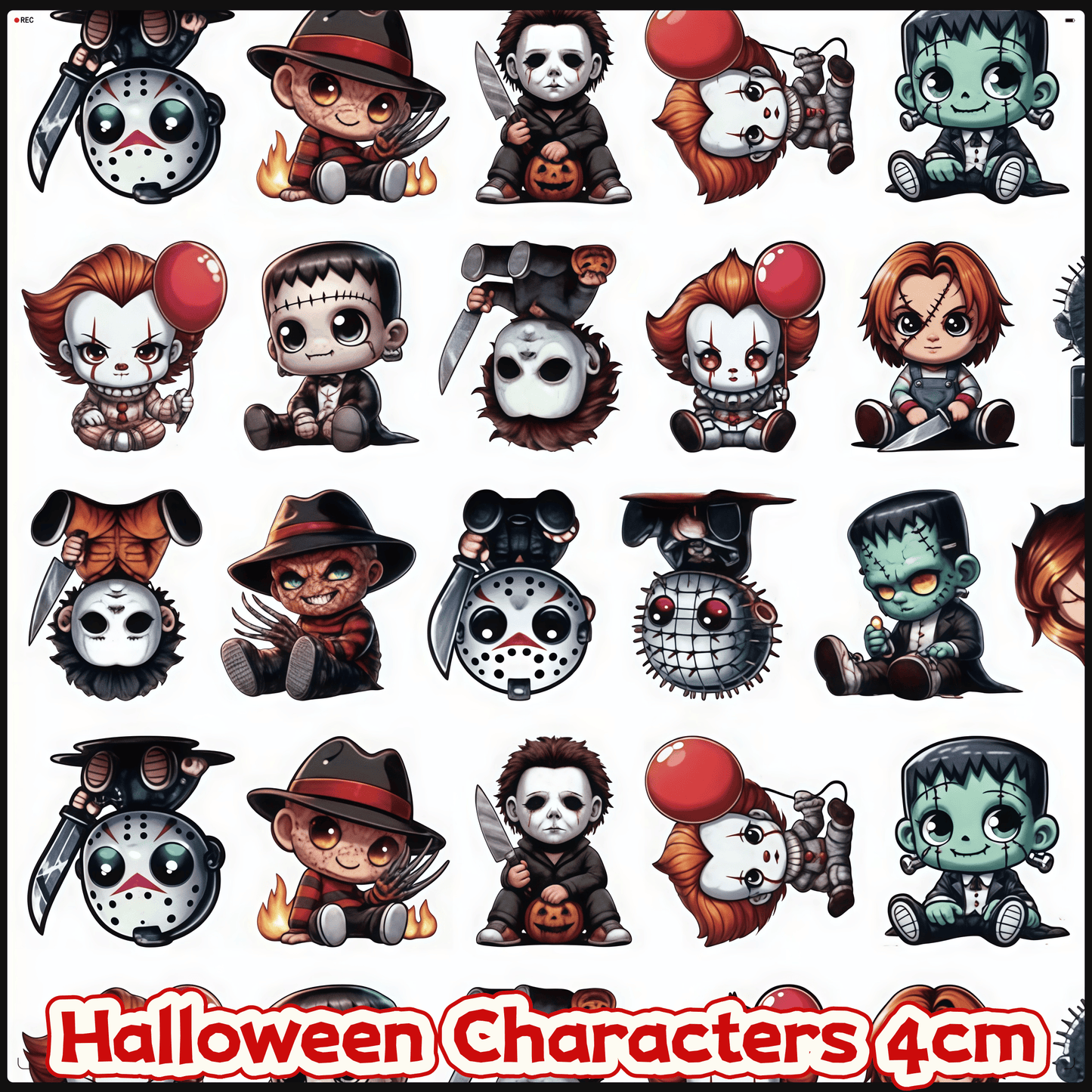 Halloween Characters 4cm Acrylic Charms for DIY match game-open in live