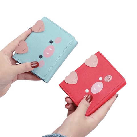 Small Trifold Leather Pig Wallet