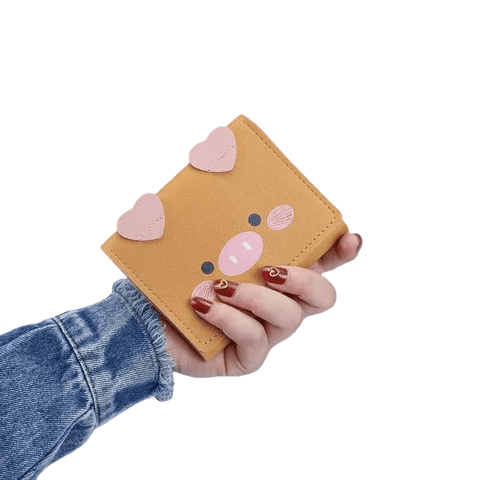 Small Trifold Leather Pig Wallet