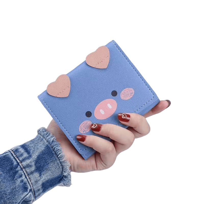 Small Trifold Leather Pig Wallet