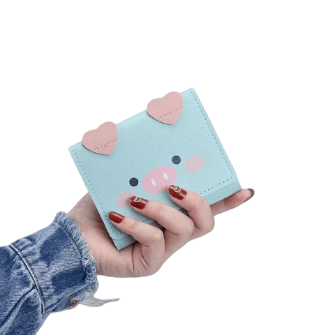 Small Trifold Leather Pig Wallet