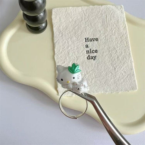 Kitty Hand-made Beads Ring