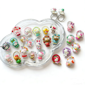 Kitty Hand-made Beads Ring