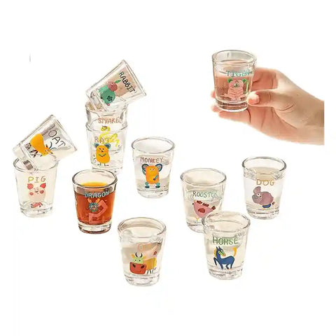 12pcs Animals Mini Glass Cup