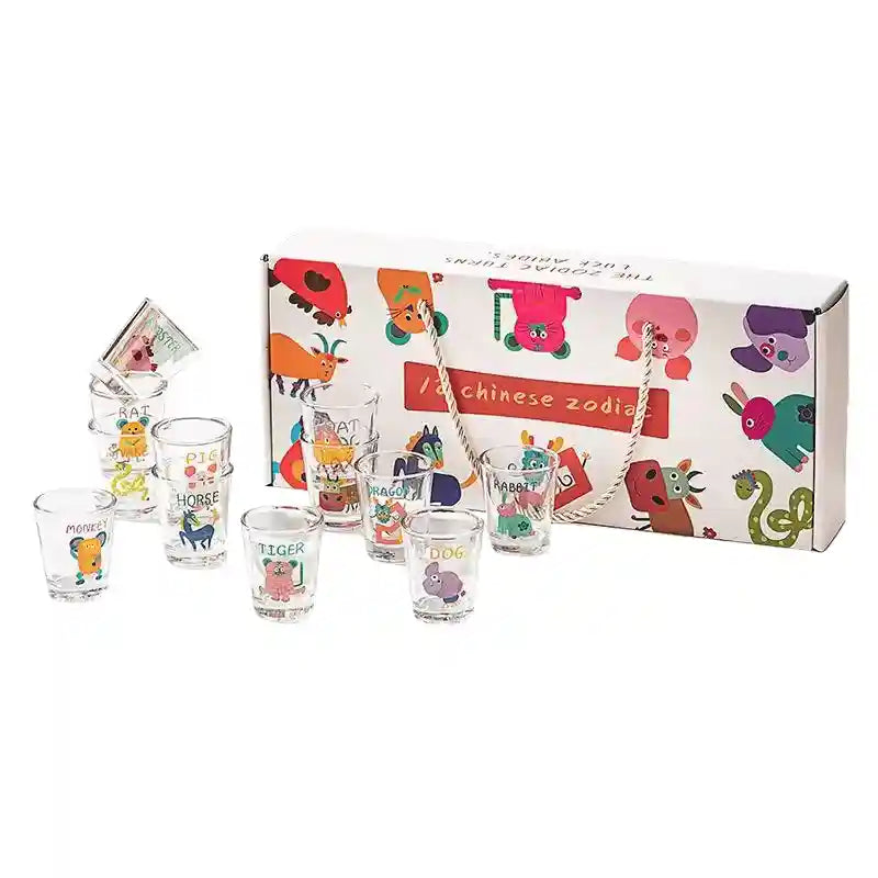 12pcs Animals Mini Glass Cup