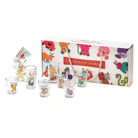 12pcs Animals Mini Glass Cup