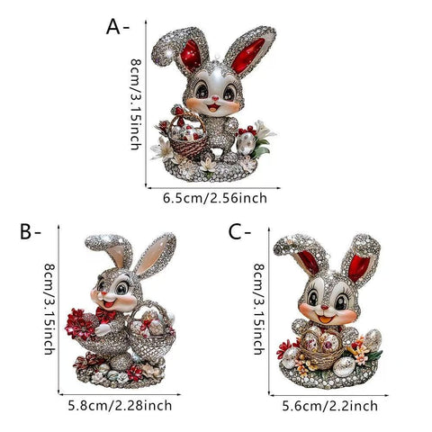 3pcs Rabbit Diamond Ornaments