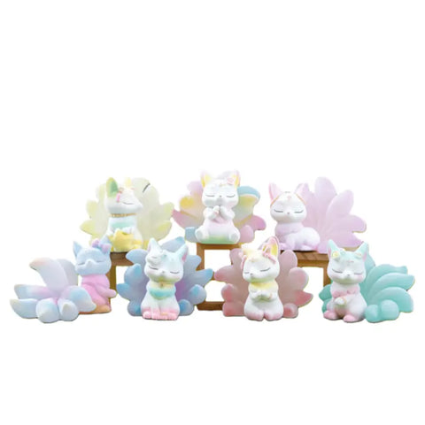 Colorful flocking Nine-tailed Fox Blind box