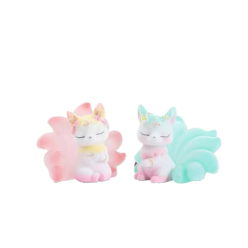 Colorful flocking Nine-tailed Fox Blind box