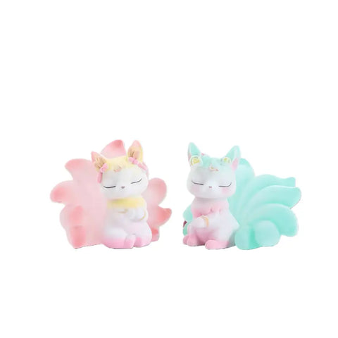 Colorful flocking Nine-tailed Fox Blind box