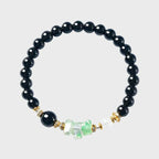 Bracelet en obsidienne naturelle Équilibre Eau Bois