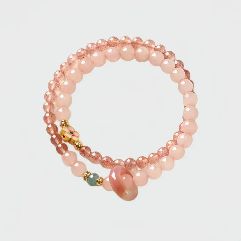 Rose Link Natural Crystal Bracelet