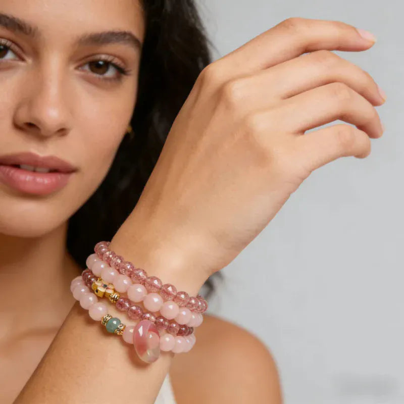 Rose Link Natural Crystal Bracelet