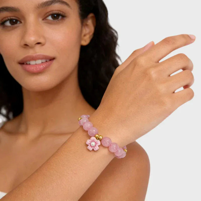 Peach Blossoms Natural Crystal Bracelet