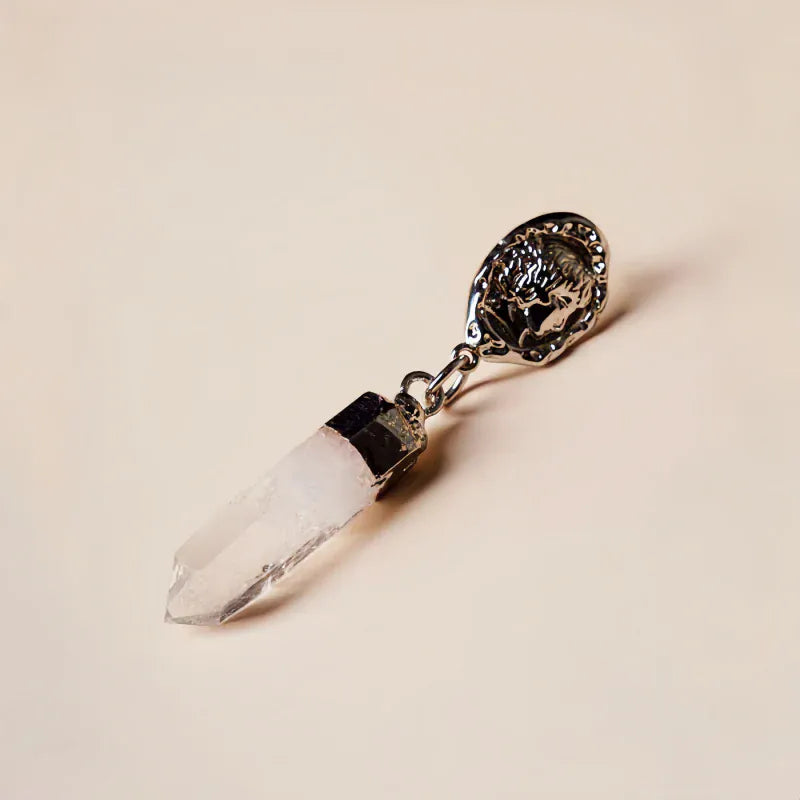 Natural Clear Quartz Point Drop Earrings