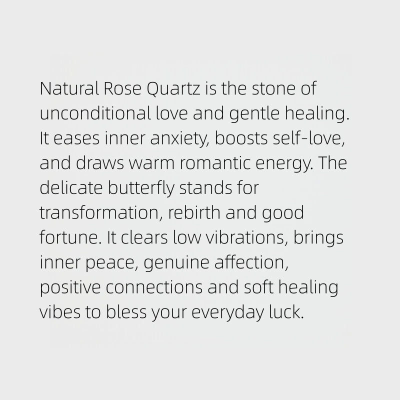Butterfly Teardrop Rose Quartz Necklace - Attract Love & Gentle Energy