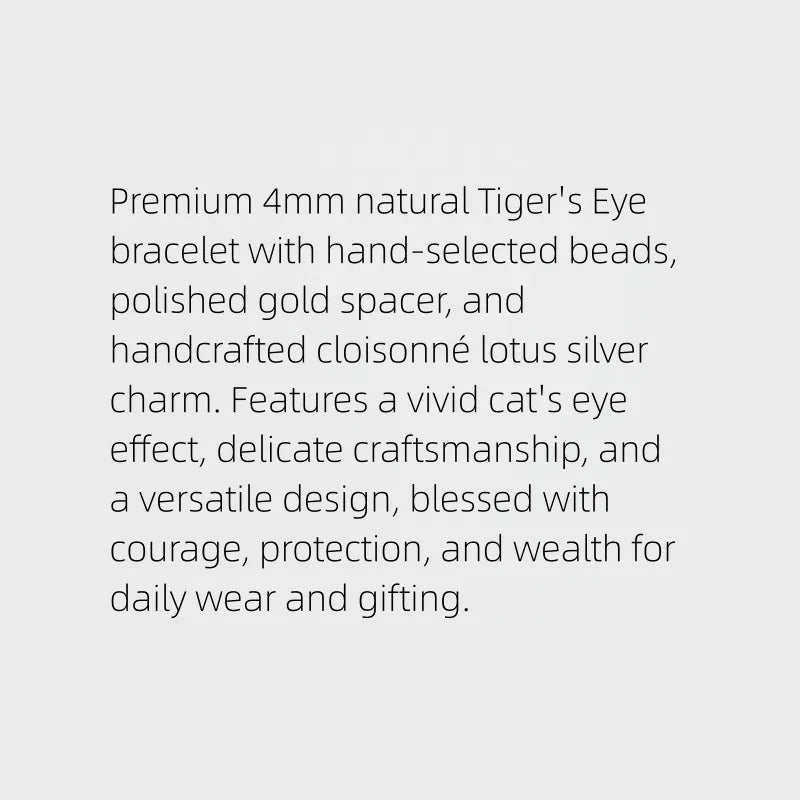 Lotus Protection Natural Tiger Eye Wealth Bracelet