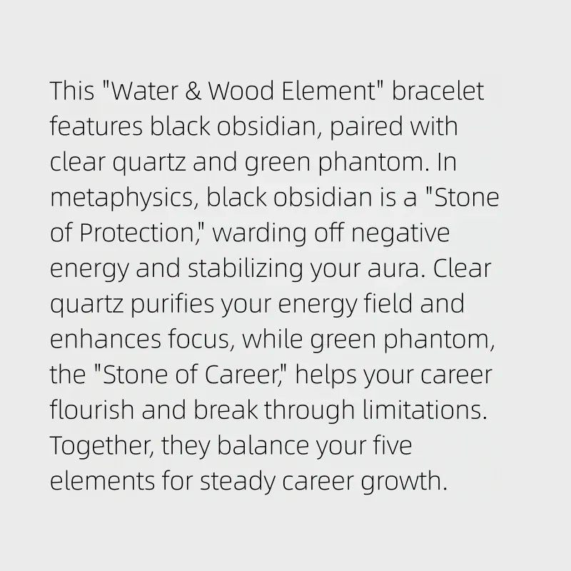 Water Wood Balance Natural Obsidian Bracelet