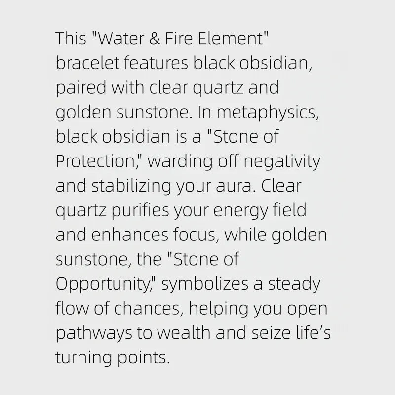Water Fire Balance Natural Obsidian Bracelet
