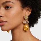 Boucles d'oreilles pendantes en citrine naturelle
