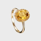 Grande Bague en Citrine Naturelle pour Attirer la Richesse