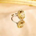 Grande Bague en Citrine Naturelle pour Attirer la Richesse