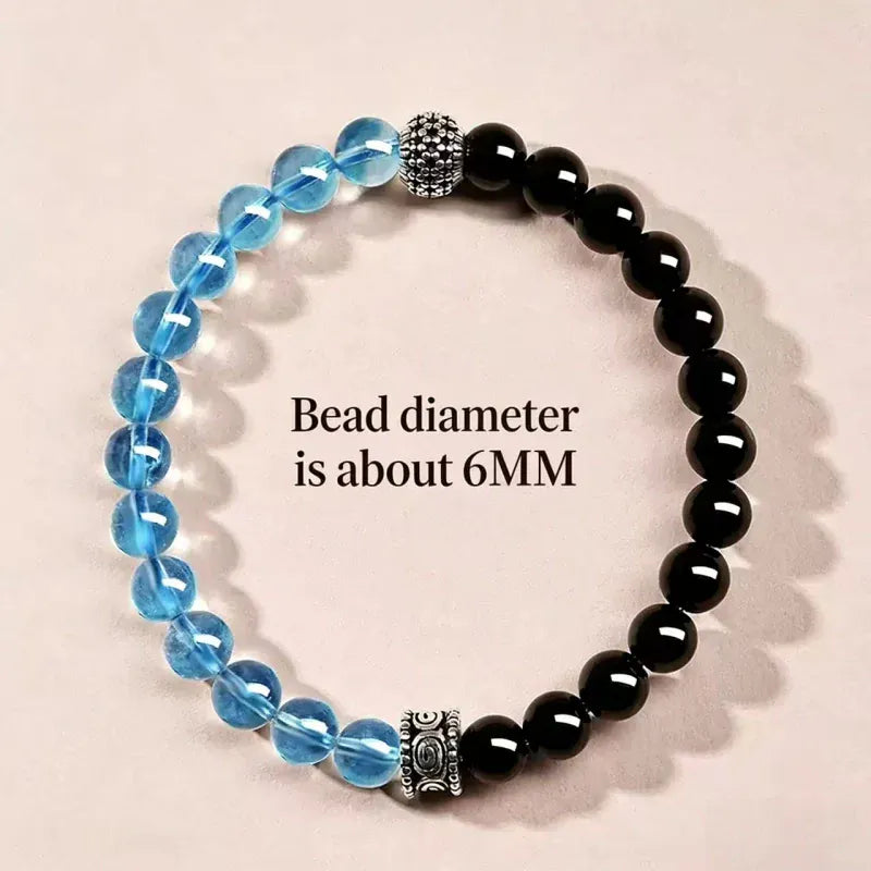 Ocean Healing Aquamarine & Obsidian Bracelet