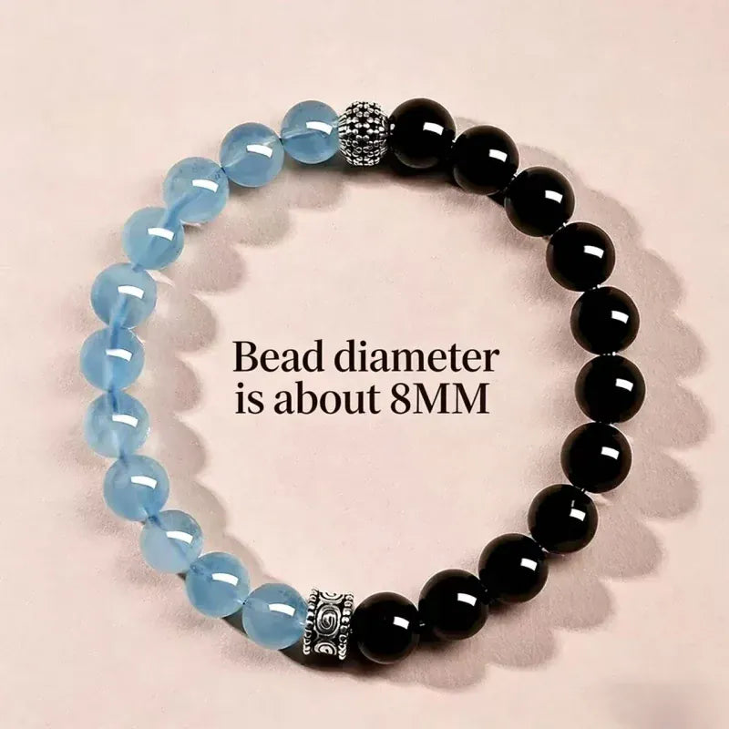 Ocean Healing Aquamarine & Obsidian Bracelet