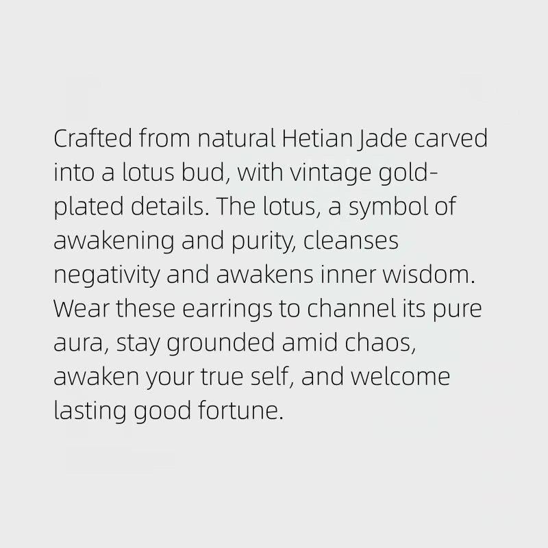 Lotus Awakening Natural Hetian Jade Earrings