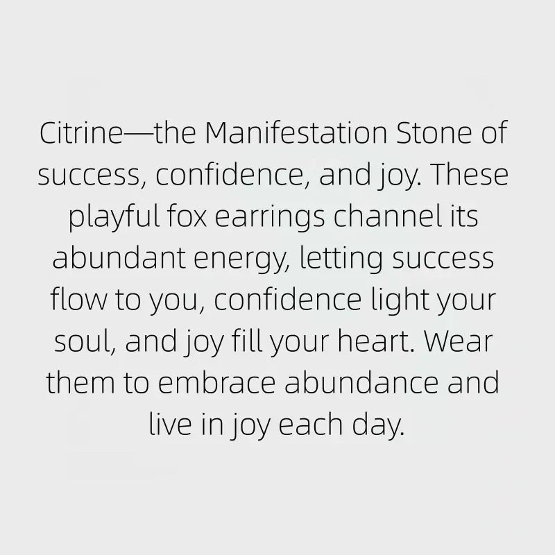 Natural Citrine Fox Stud Earrings