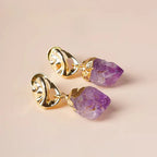 Boucles d'oreilles pendantes murmure en améthyste naturelle