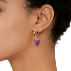 Boucles d'oreilles pendantes murmure en améthyste naturelle