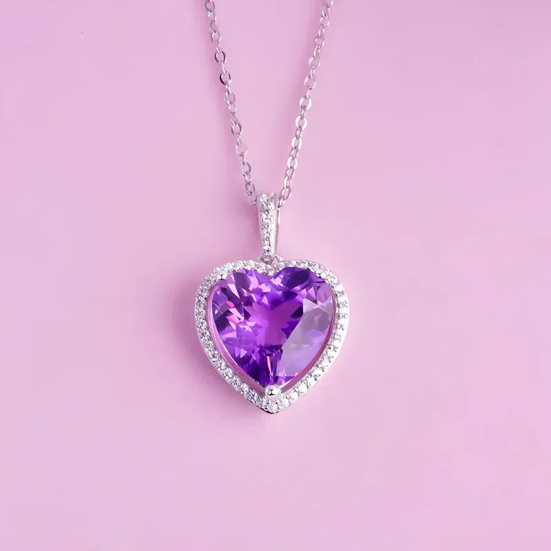 Echo of the Purple Heart Natural Crystal Necklace
