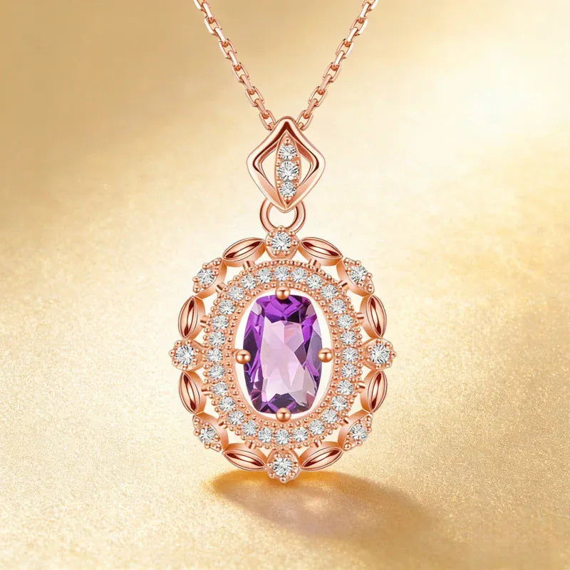 Lavender Glow Natural Crystal Necklace