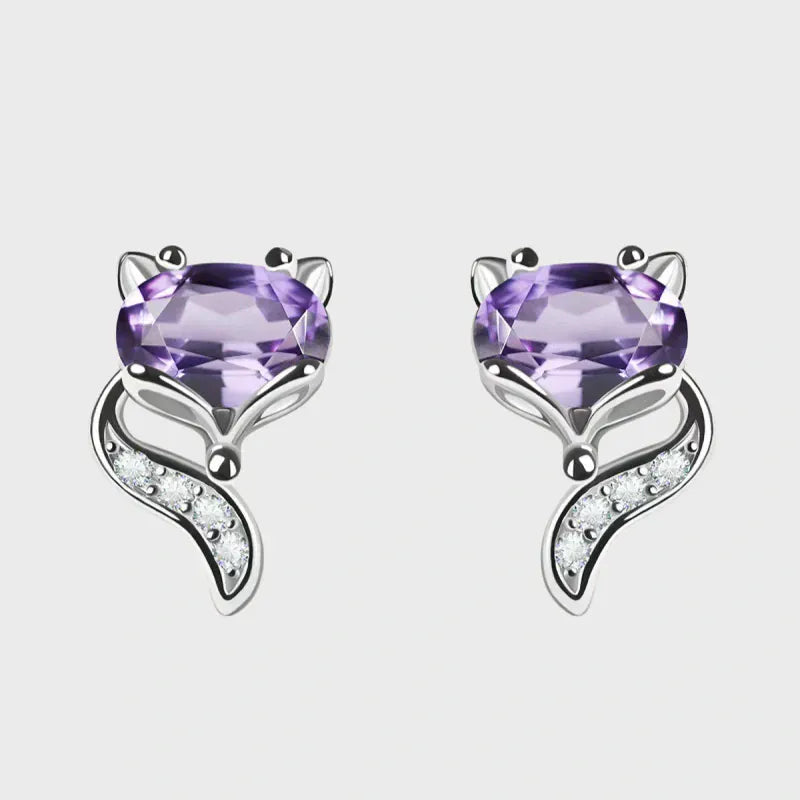 Mystic Fox Natural Amethyst Studs
