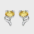 Boucles d'oreilles clous renard en citrine naturelle