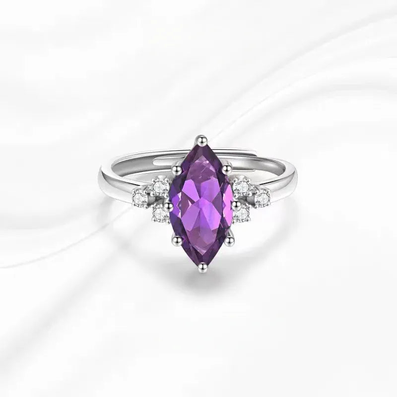 Calm Insight Natural Amethyst Plum Petal Ring