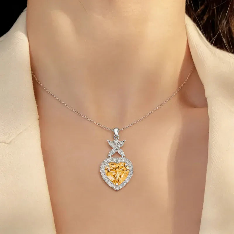 Golden Arrow Heart Natural Crystal Necklace