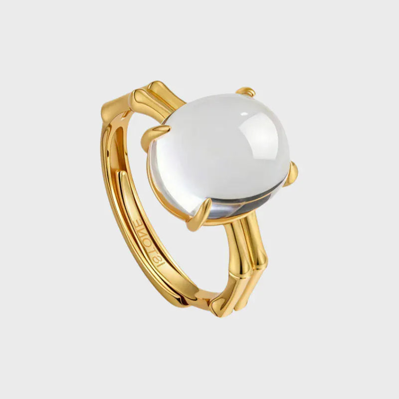 Bamboo Natural Clear Quartz Ring Creativity Strength