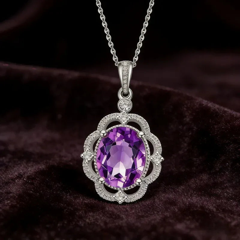 Antique Bloom Natural Amethyst Necklace