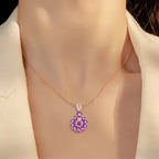 Collier en cristal naturel à fleur violette royale