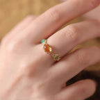 Bague vintage en cristal de citrine naturelle - Succès et confiance en soi