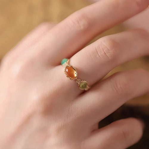Vintage Natural Citrine Crystal Ring - Success & Confidence
