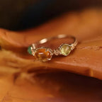 Bague vintage en cristal de citrine naturelle - Succès et confiance en soi